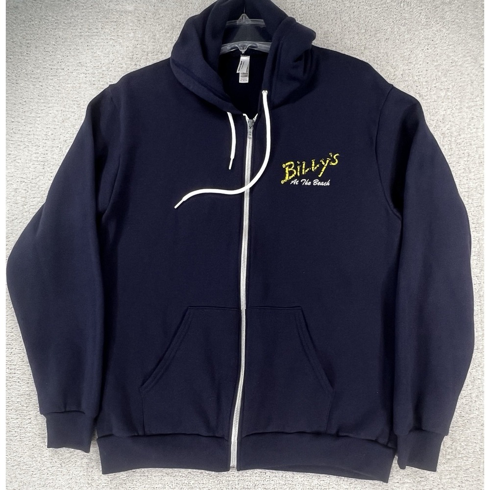 American Apparel Hoodie Mens XL Billy's At The Beach Newport Navy Full Zip EUC